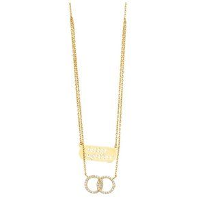 14KT GOLD DOUBLE CHAIN WITH CZ ETERNITY AND "BETTER TOGETHER" PENDANT NECKLACE